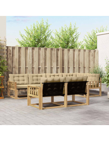 Set di divani da esterno con cuscino 7 pcs Bianco e Beige