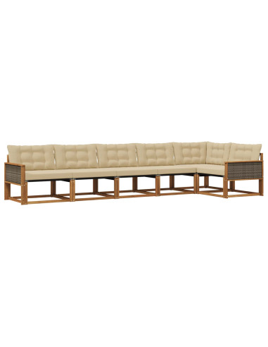 Set di divani da esterno con cuscino 6 pcs Naturale e Beige