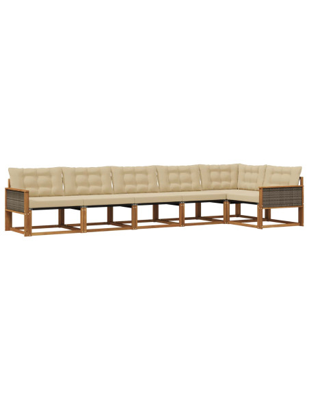 Set di divani da esterno con cuscino 6 pcs Naturale e Beige