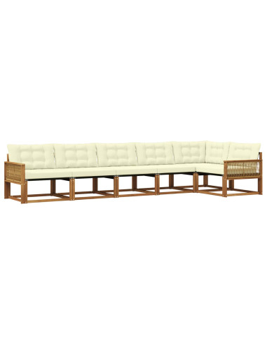 Set di divani da esterno con cuscino 6 pcs Naturale e Crema