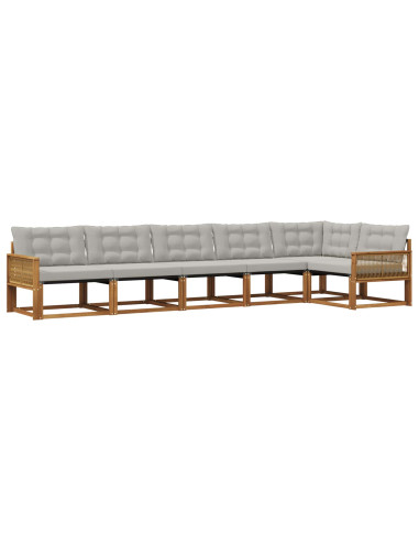 Set di divani da esterno 6 pcs Naturale e Grigio Chiaro