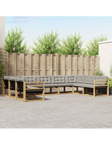 Set di divani da esterno 9 pcs Bianco e Grigio Chiaro