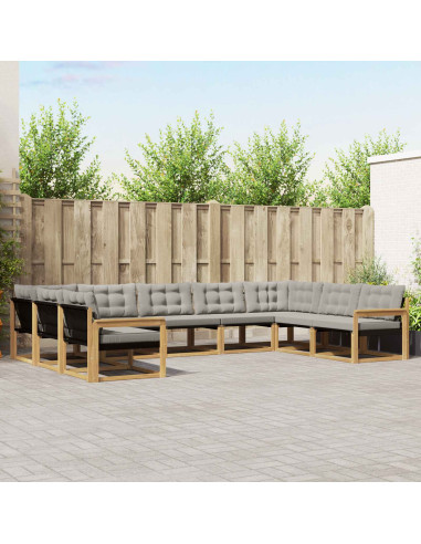 Set di divani da esterno 9 pcs Bianco e Grigio Chiaro