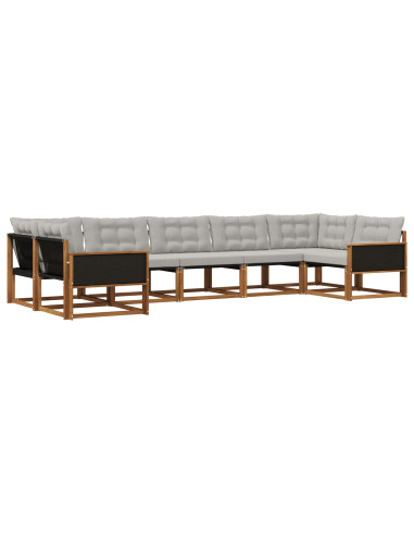Set di divani da esterno 7 pcs Naturale e Grigio Chiaro