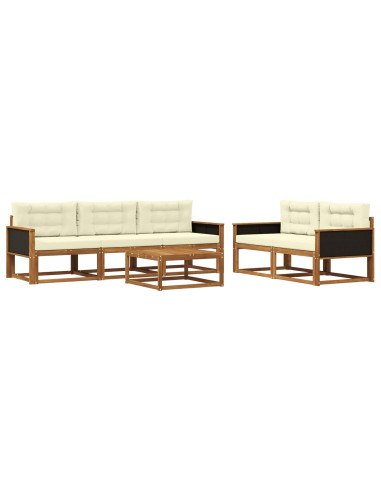 Set di divani da esterno con cuscino 6 pcs Naturale e Crema