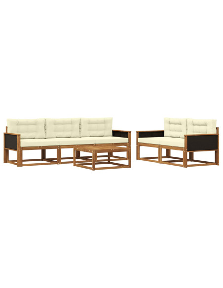 Set di divani da esterno con cuscino 6 pcs Naturale e Crema