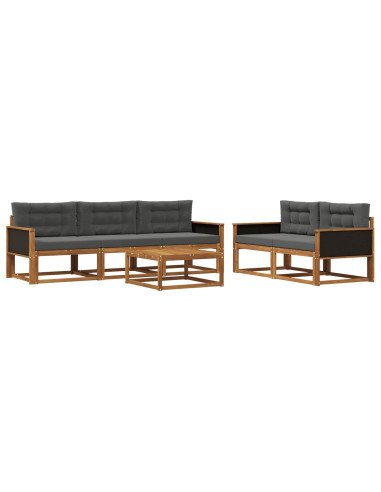 Set di divani da esterno con cuscino 6 pcs Naturale e Antracite