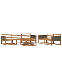 Set di divani da esterno 6 pcs Naturale