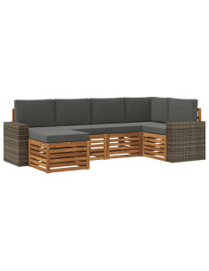 Set divano sezionale con cuscino 6 pcs Naturale e Antracite