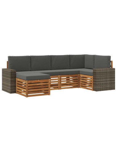 Set divano sezionale con cuscino 6 pcs Naturale e Antracite