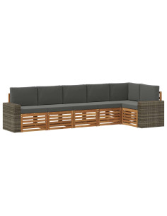 Set divano sezionale con cuscino 6 pcs Naturale e Antracite
