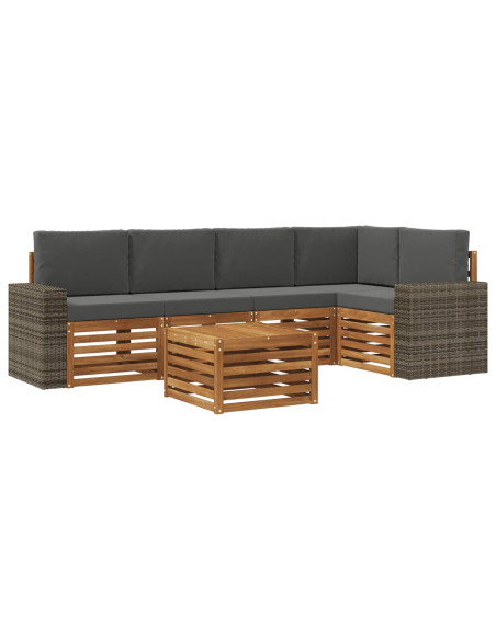 Set divano sezionale con cuscino 6 pcs Naturale e Antracite