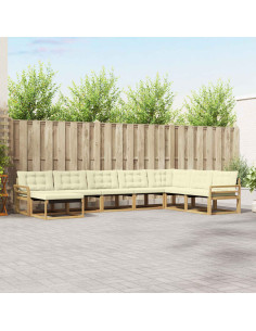 Set di divani da esterno con cuscino 8 pcs Bianco e Crema