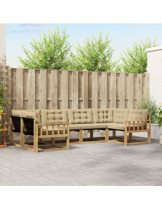 Set di divani da esterno con cuscino 6 pcs Bianco e Beige