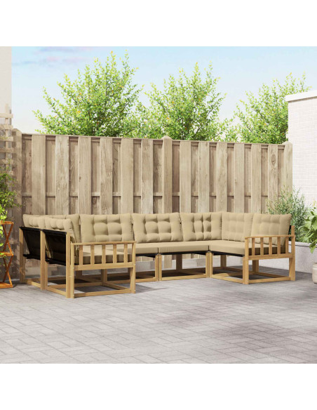 Set di divani da esterno con cuscino 6 pcs Bianco e Beige