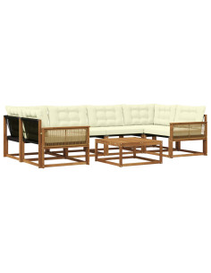 Set di divani da esterno con cuscino 7 pcs Naturale e Crema