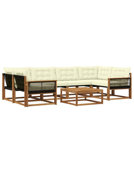 Set di divani da esterno con cuscino 7 pcs Naturale e Crema