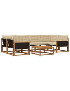 Set di divani da esterno con cuscino 7 pcs Naturale e Beige
