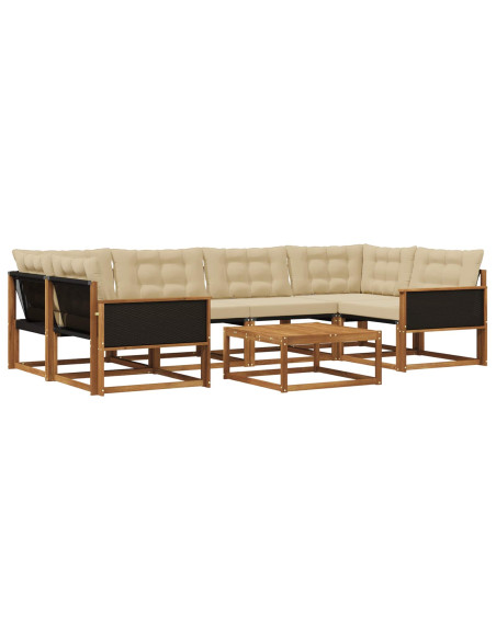 Set di divani da esterno con cuscino 7 pcs Naturale e Beige