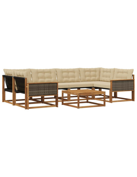 Set di divani da esterno con cuscino 7 pcs Naturale e Beige