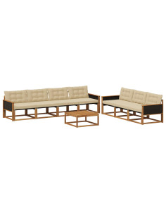Set di divani da esterno con cuscino 8 pcs Naturale e Beige