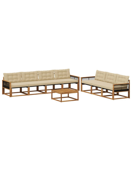 Set di divani da esterno con cuscino 8 pcs Naturale e Beige