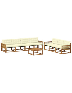 Set di divani da esterno con cuscino 8 pcs Naturale e Crema