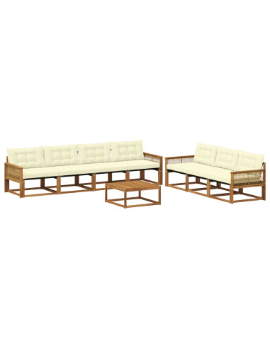 Set di divani da esterno con cuscino 8 pcs Naturale e Crema