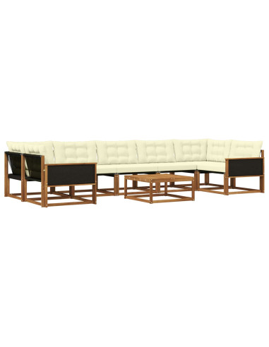 Set di divani da esterno con cuscino 8 pcs Naturale e Crema