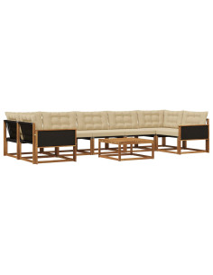 Set di divani da esterno con cuscino 8 pcs Naturale e Beige