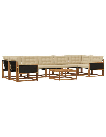 Set di divani da esterno con cuscino 8 pcs Naturale e Beige