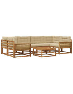Set di divani da esterno con cuscino 7 pcs Naturale e Beige