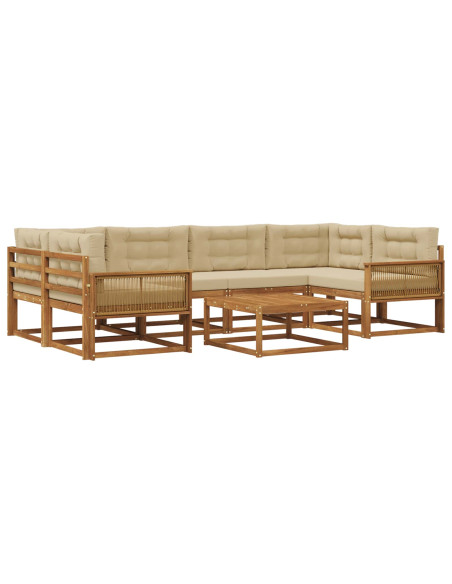 Set di divani da esterno con cuscino 7 pcs Naturale e Beige