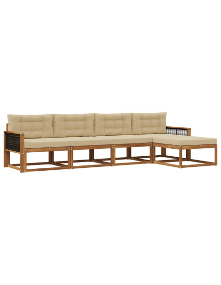Set di divani da esterno con cuscino 5 pcs Naturale e Beige