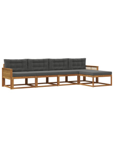 Set di divani da esterno con cuscino 5 pcs Naturale e Antracite
