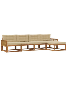 Set di divani da esterno con cuscino 5 pcs Naturale e Beige