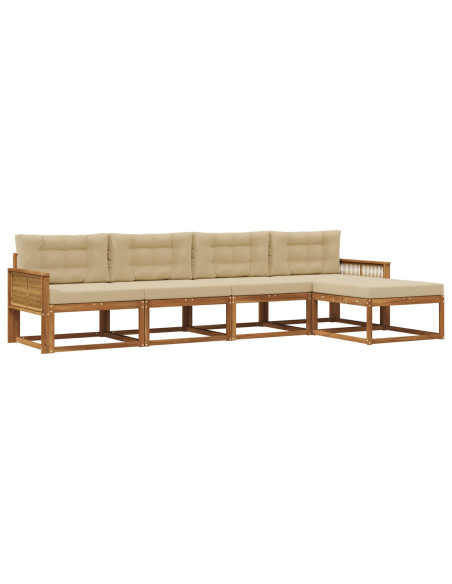 Set di divani da esterno con cuscino 5 pcs Naturale e Beige