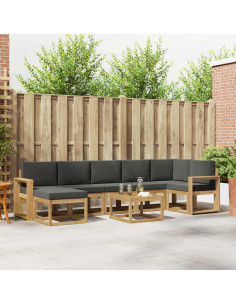 Set di divani da esterno 8 pcs Bianco e Antracite Poliestere
