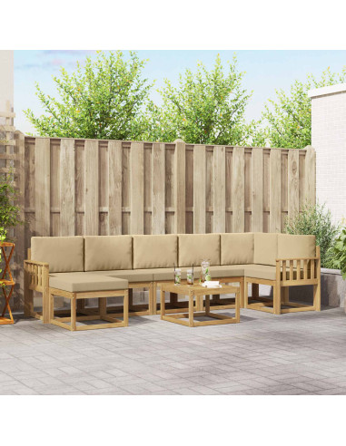 Set di divani da esterno 8 pcs Bianco e Beige Poliestere