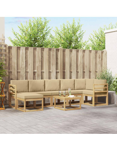 Set di divani da esterno 8 pcs Bianco e Beige Poliestere