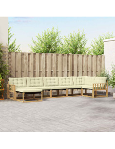 Set di divani da esterno con cuscino 7 pcs Bianco e Crema