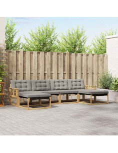 Set di divani da esterno 6 pcs Bianco e Grigio Chiaro