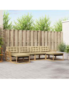 Set di divani da esterno con cuscino 6 pcs Bianco e Beige