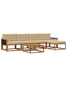 Set di divani da esterno con cuscino 6 pcs Naturale e Beige