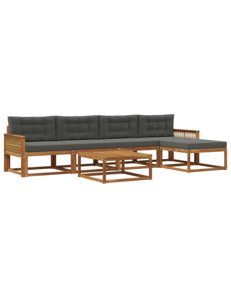 Set di divani da esterno con cuscino 6 pcs Naturale e Antracite