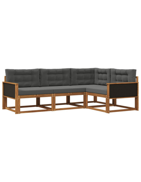Set di divani da esterno con cuscino 4 pcs Naturale e Antracite