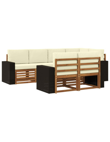 Set divano sezionale con cuscino 7 pcs Naturale e Crema