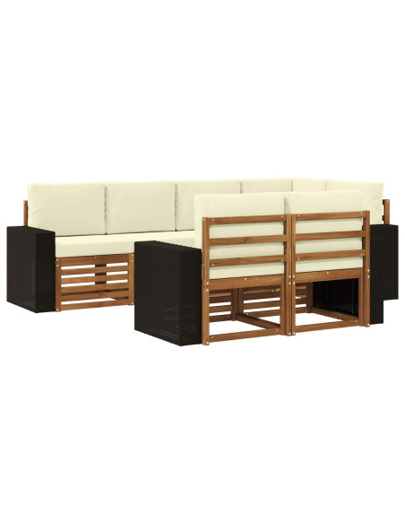 Set divano sezionale con cuscino 7 pcs Naturale e Crema