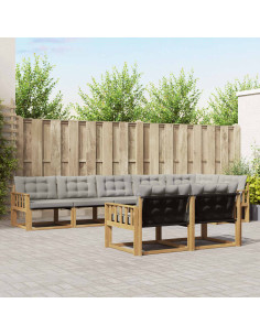 Set di divani da esterno 8 pcs Bianco e Grigio Chiaro