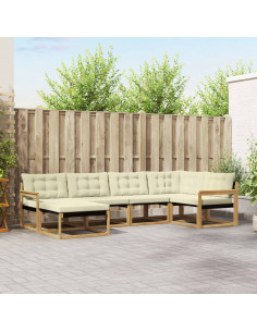 Set di divani da esterno con cuscino 6 pcs Bianco e Crema